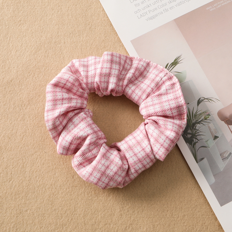 Plaid Print Large Intestine Ring Women's Hair Tie Pink - Shop at LoveMi