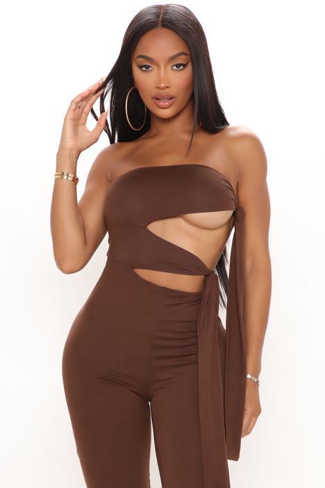 Long-sleeved Tube Top Bow Slim Fit Jumpsuit