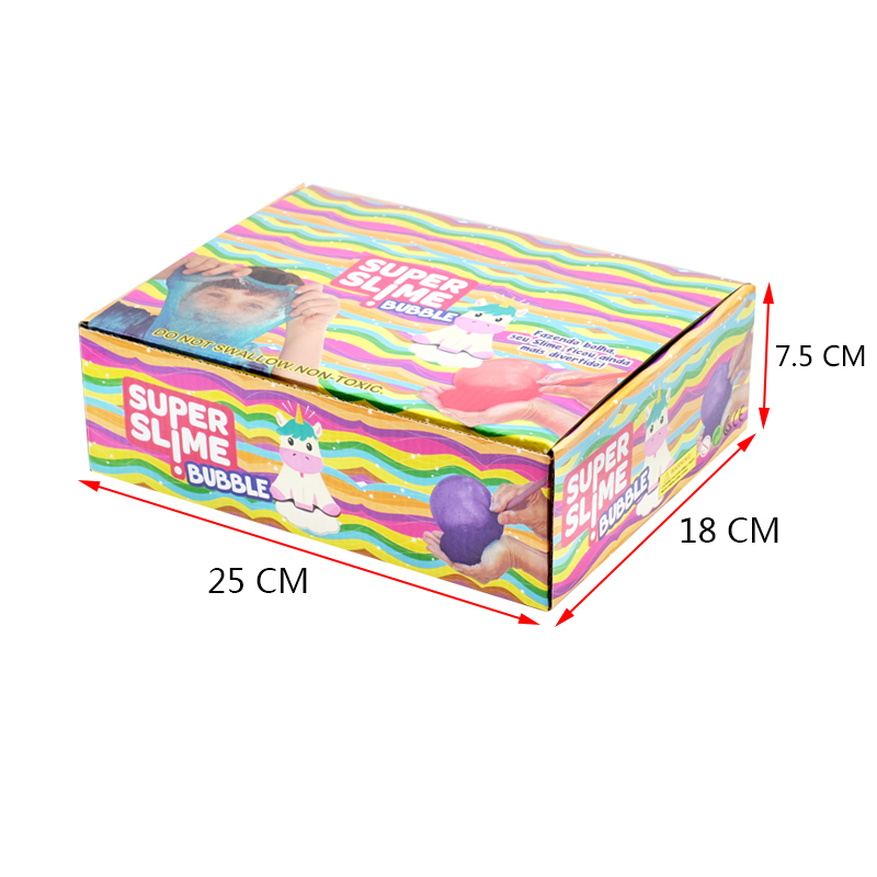 Rainbow Fantasy Gradient Bubble Slime Cup 130g, Tri-Color Gradient Crystal Slime, Blowable Bubble Kids Stress Relief Toy