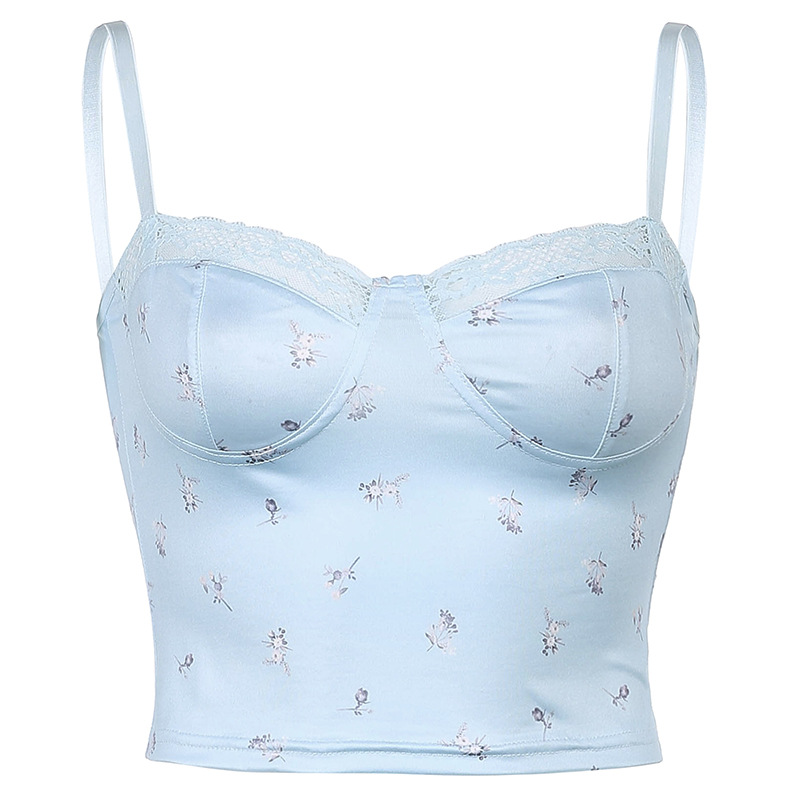 Fashion Lace Hollow Floral Vest Sling V-Neck Slim Women