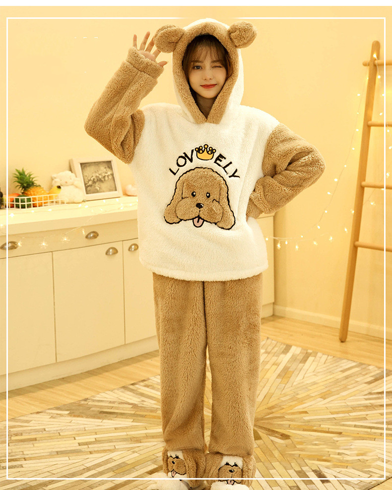 Title 4, Thick Plush Pajamas Set Cute Home Clothes