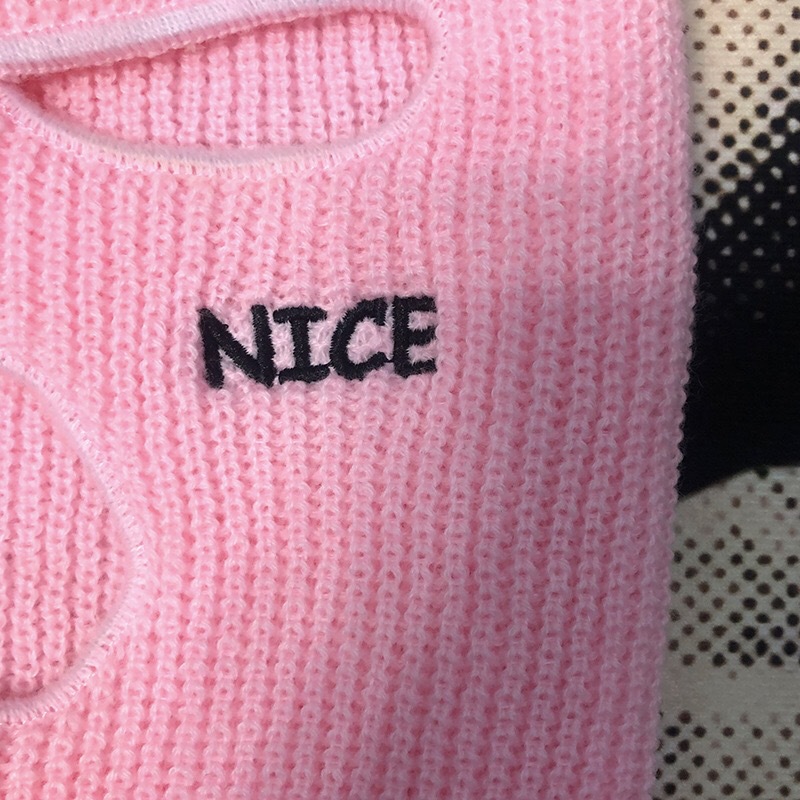 Solid Color Three-hole Wool Knitted Hat Letters