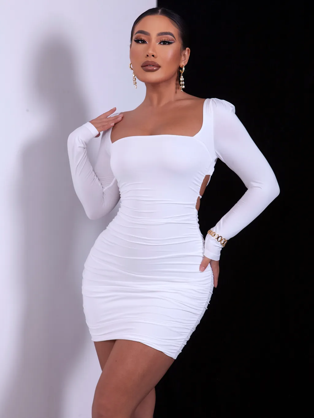 Breast-wrapped Temperament Vintage Short Skirt Light Green Sheath Dress Female - White