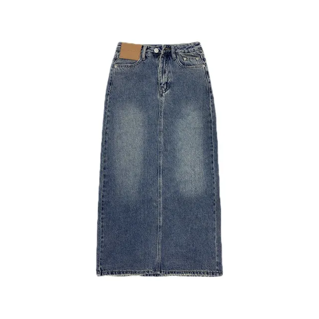 Summer Women's Vintage High Waist Seasonal Design Contrast Pocket Denim Skirt Blue - Shop at LoveMi