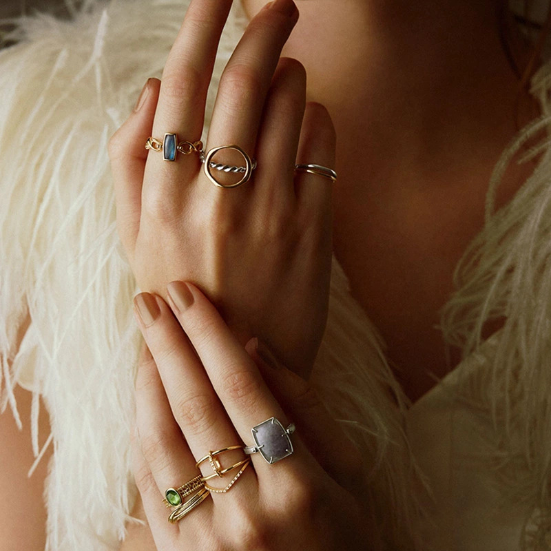 Natural Elongated Lapis Lazuli Twisted Rope Reversible Ring