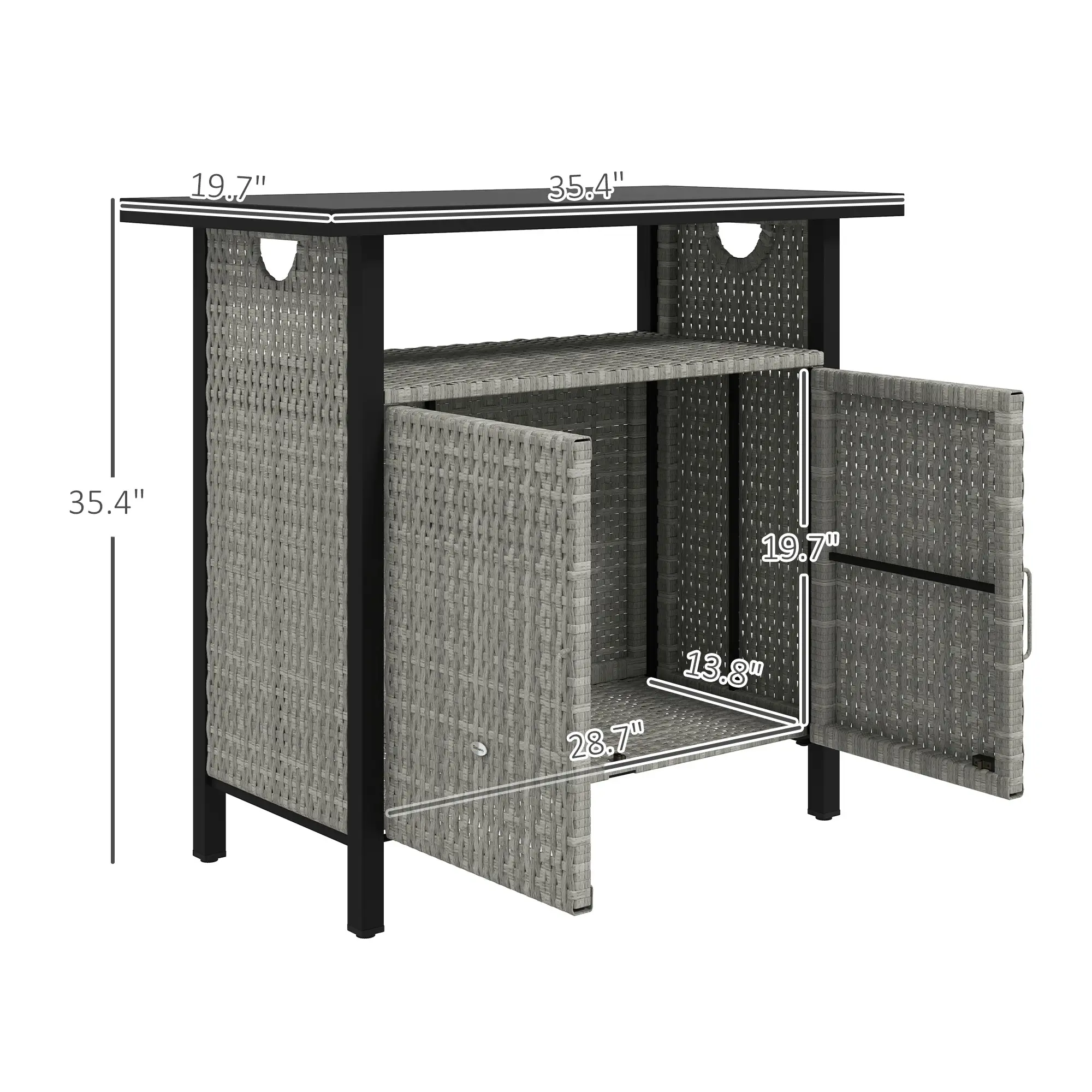 Outdoor Pool Towel Storage Cabinet Organizer, Outdoor Bar Table With Shelf And Cabinet, Pool Towel Holder Pool Valet With Weather-Resistant PE Rattan And Steel