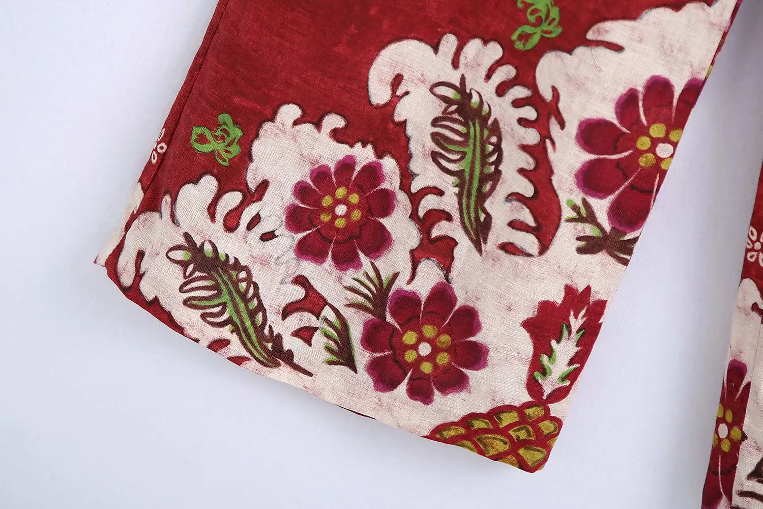 Women's New Fashion Retro Wide Leg Pants Printed Linen Pants