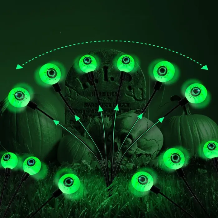 Solar Eyeball Stake Lights, Halloween Outdoor Garden Decor, IP65 Solar Lights for Yard and Pathway (6 or 8 Lights) - detail photo 3