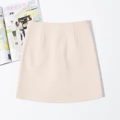 A Word Bag Hip Skirt High Waist Black Overalls Skirt - Khaki - View 1