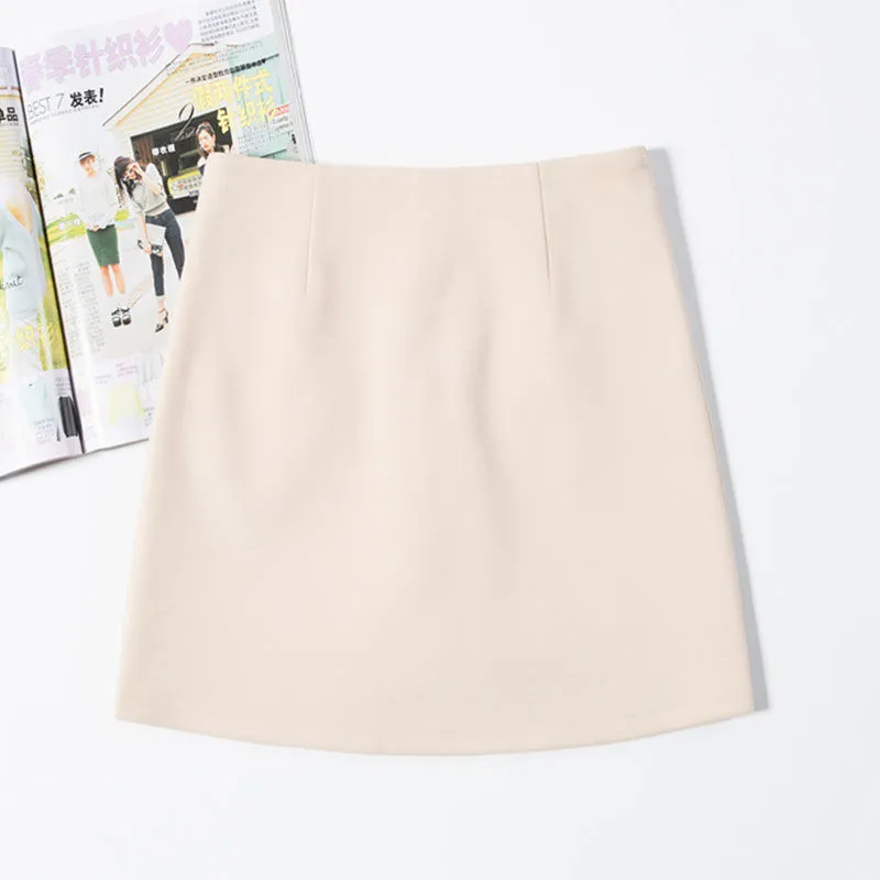 A Word Bag Hip Skirt High Waist Black Overalls Skirt - Khaki