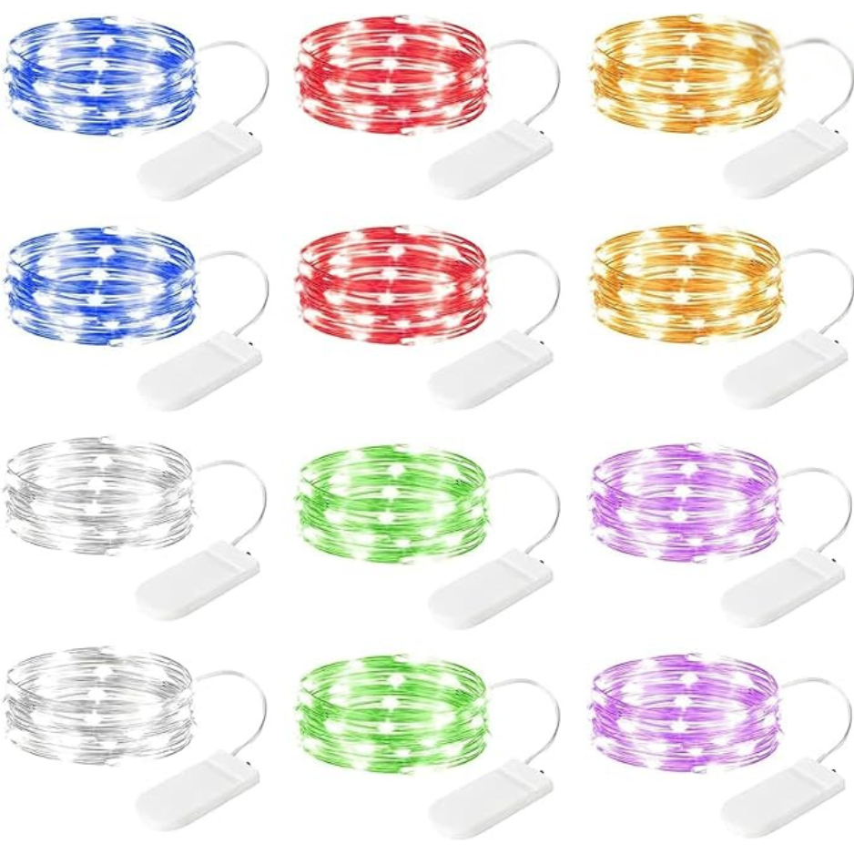 Brightown 12 Pack Multi Color Fairy Lights Battery Operated For Xmas Decor