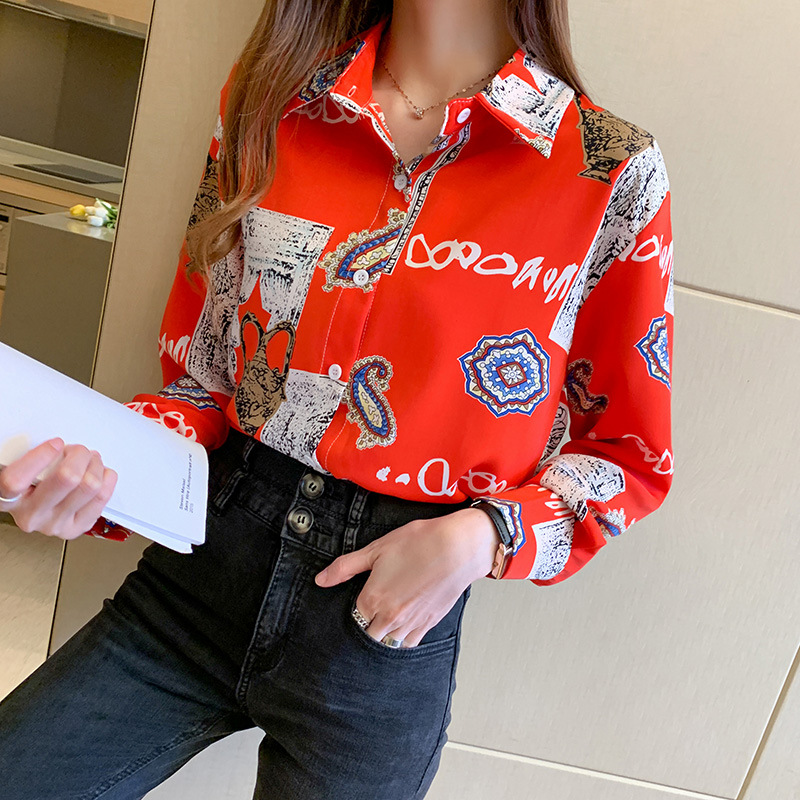 Retro Temperament Loose Belly Cover Chiffon Shirt Top