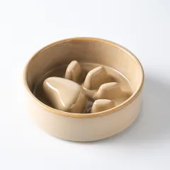 Japanese Style Ceramic Pet Cat And Dog Bowl - Brown - View 1