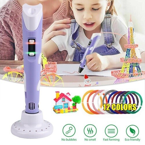 3D Printing Pen Set Doodle PLA Filament Printer Drawing 12 Colours Kids Gift UK