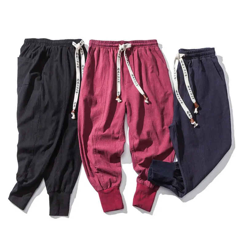 Japanese Cotton And Linen Men's Casual Pants And Foot Pants