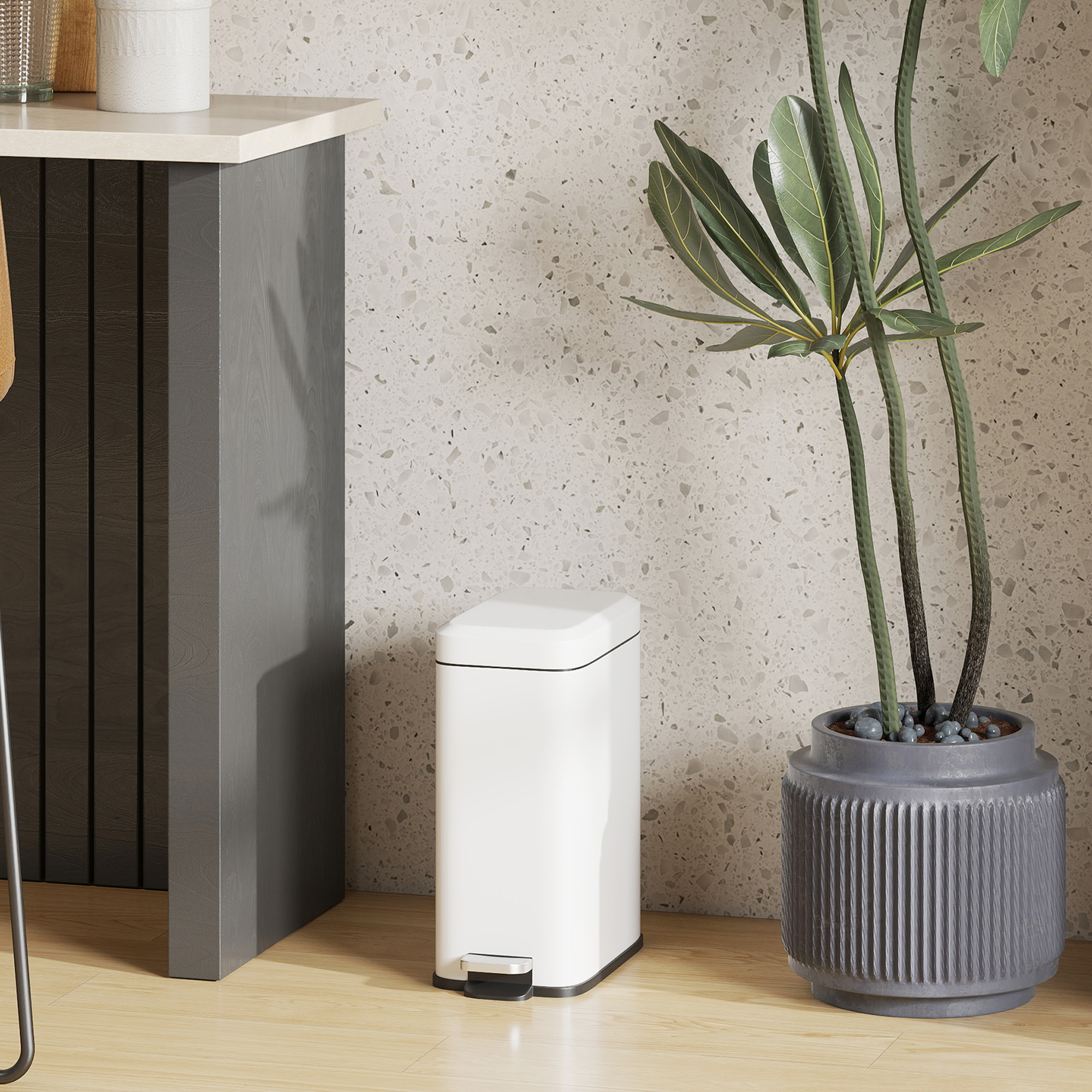 5-liter Rectangular Compact Garbage Bin, Steel Body, Detachable Silent — image 7