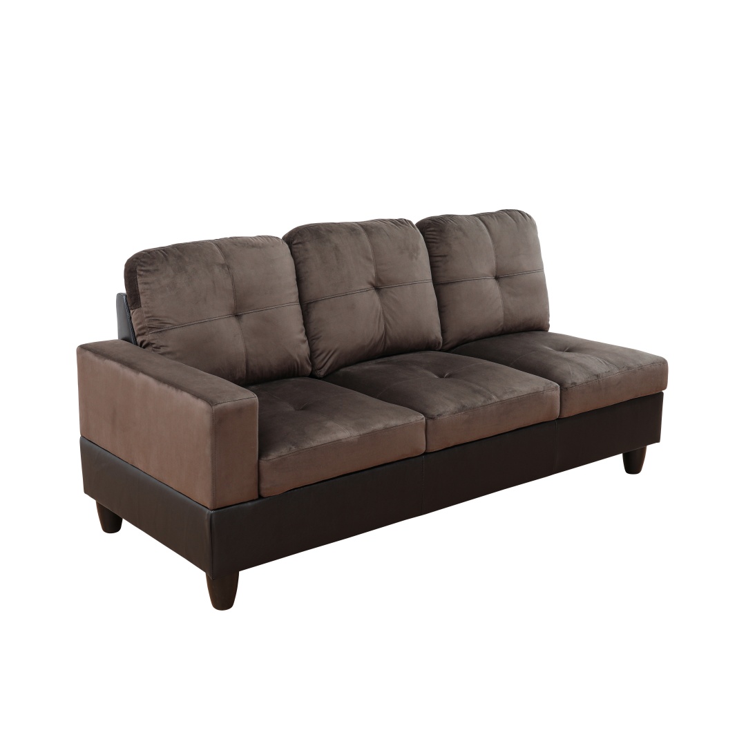 Pickup Only--Dark Brown Flannel And PVC 3-Piece Couch Living Room Sofa Set
