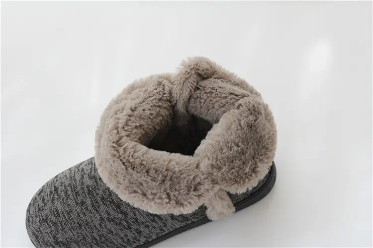 Autumn And Winter High-top Men's Cotton Slippers With Velvet Platform