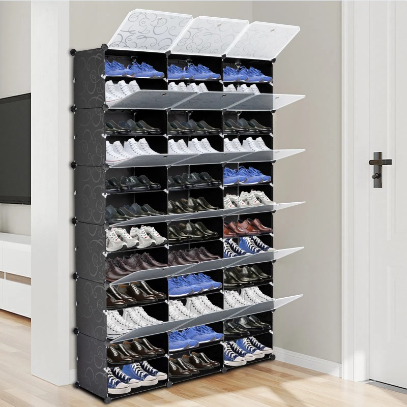 12 Layer Portable 72 Pairs Shoe Rack Storage Rack 36 Grid Tower Rack Storage Cabinet Bracket - Image 1