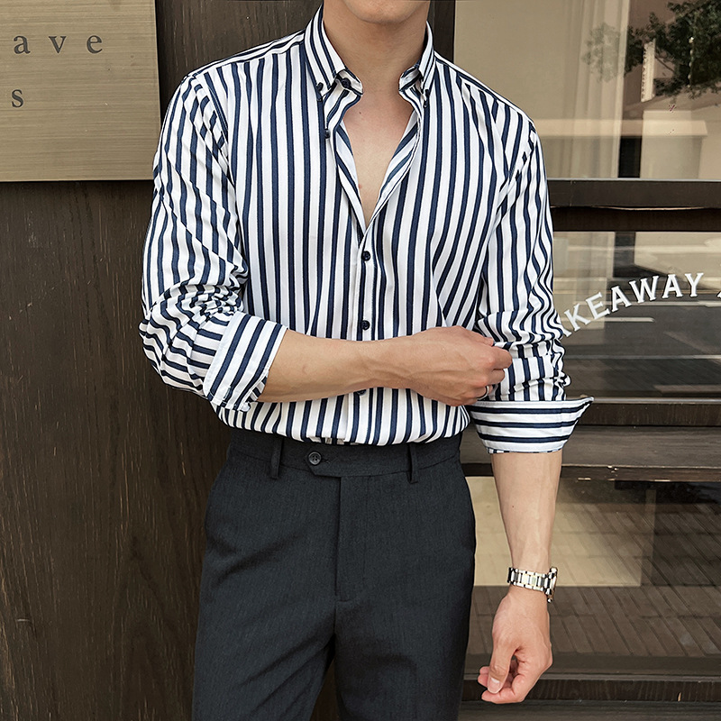 Men's Long-sleeved Striped Shirt
