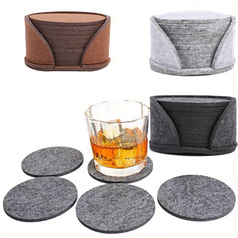 10pcs RV Kitchen Round Felt Coaster Dining Table Protector Pads, Heat Resistant Cup Mats, Coffee Tea Hot Drink Mugs, Placemat Kitchen Accessorie