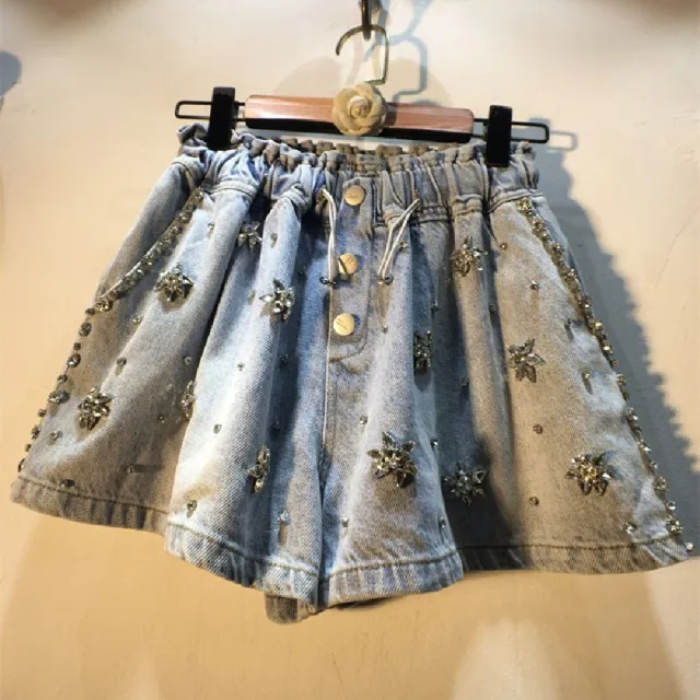 High Waist Skinny Wide Leg Denim Shorts Light Blue - Shop at LoveMi