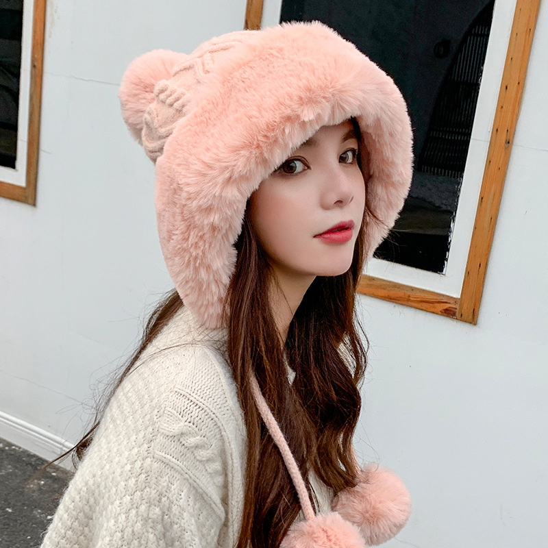 Velvet Thickened Cold And Warm Pure Color Knitted Hat