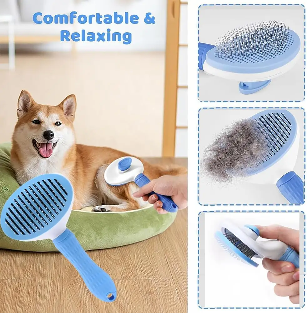 Pet Grooming Kit, Self-Cleaning Brush Shedding Kit