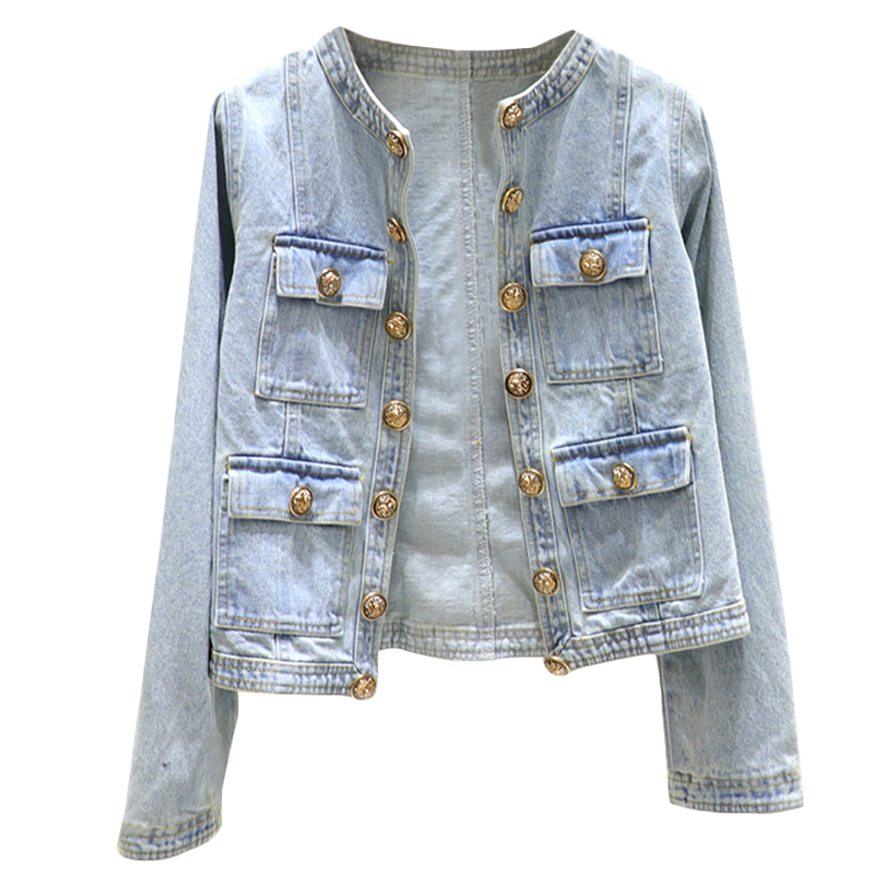 Retro Washed Blue Slim Fit Short Denim Jacket Denim Blue - Shop at LoveMi