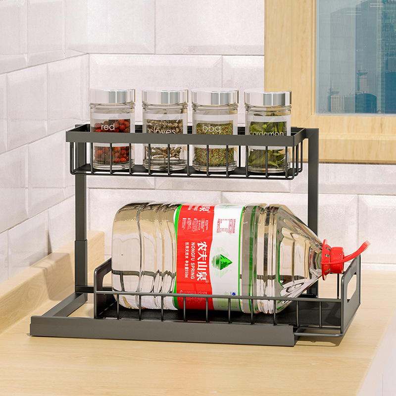 Title 2, Kitchen Under Sink Pull-out Spice Storage Tiere...