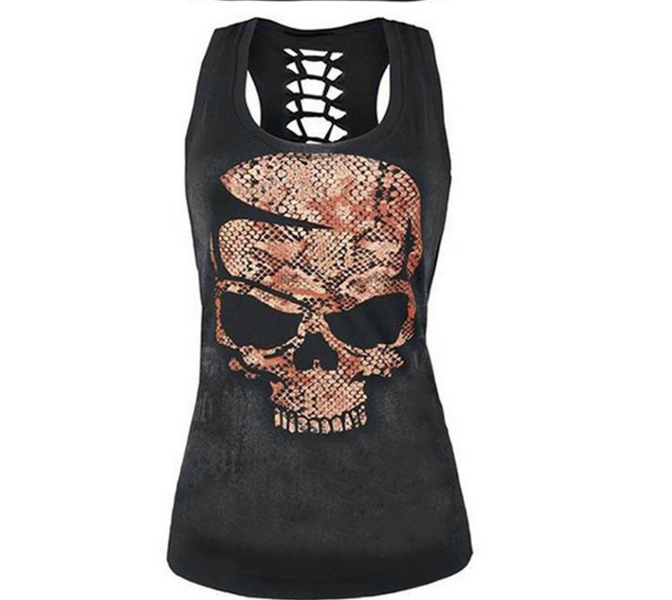 Title 7, Skull print vest voor een opvallende stijl. Bie...