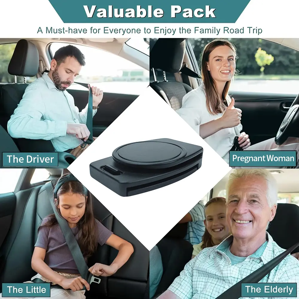 Car Seat Belt Adjuster Clamp Shoulder Neck Locking Clip Protector Durable Portable Comfortable Driving Black 2Pcs Pack