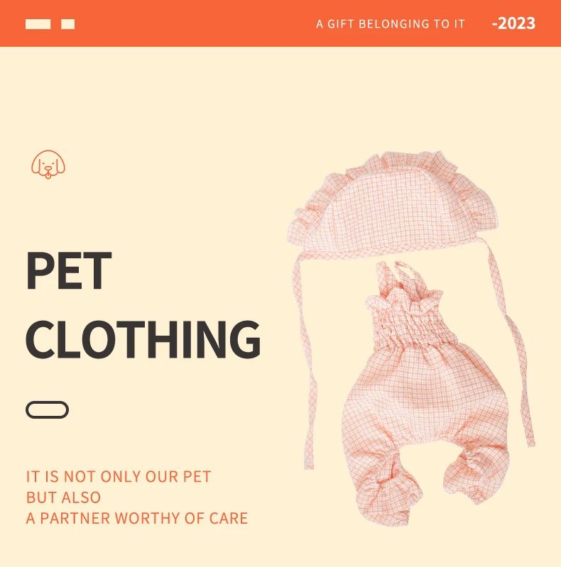 Title 1, Dog Clothes Set Orange Pet Jumpsuit With Hat Fa...