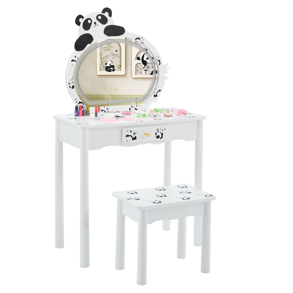 Black And White Panda MDF Painted Finish, Solid Wood Legs, 1-drawer Children's... 7
