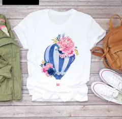 Fashion Print Ladies Loose Round Neck Top T-shirt - 2Style - View 1