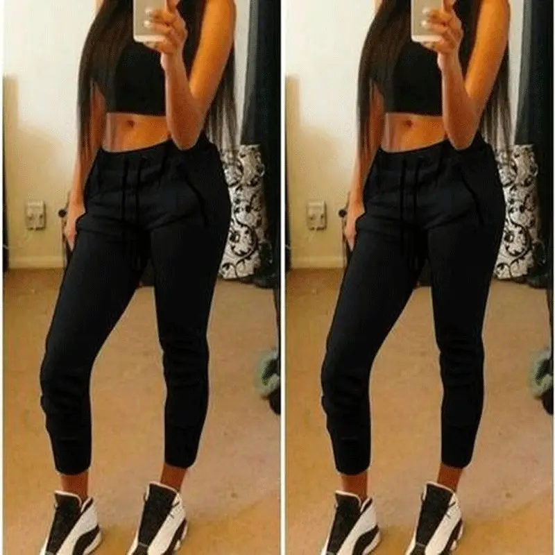 Fashion Casual Ladies Tie Trousers With Zippers And Zippers
