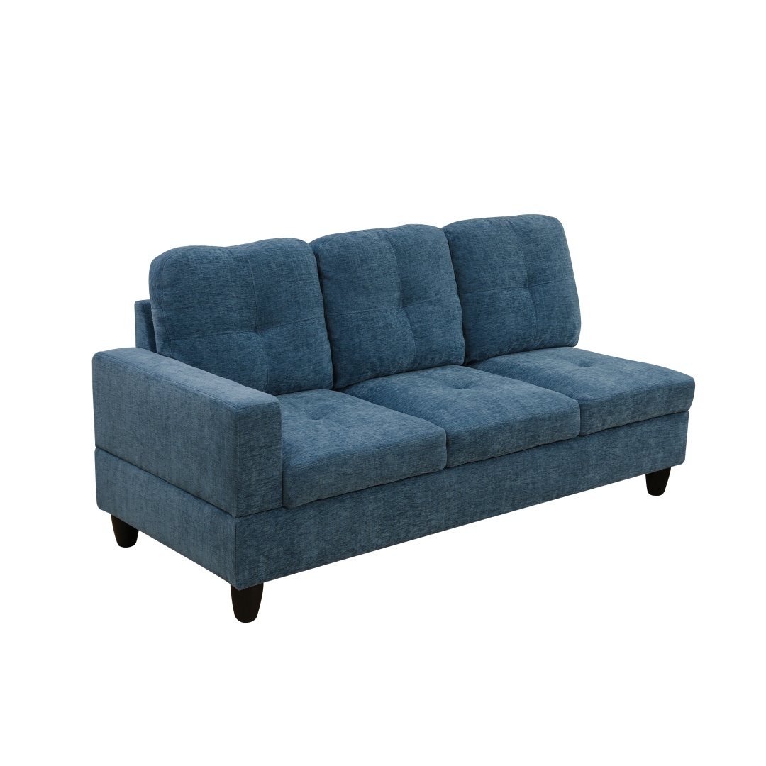 Pickup Only--Blue Flannel 3-Piece Couch Living Room Sofa Set