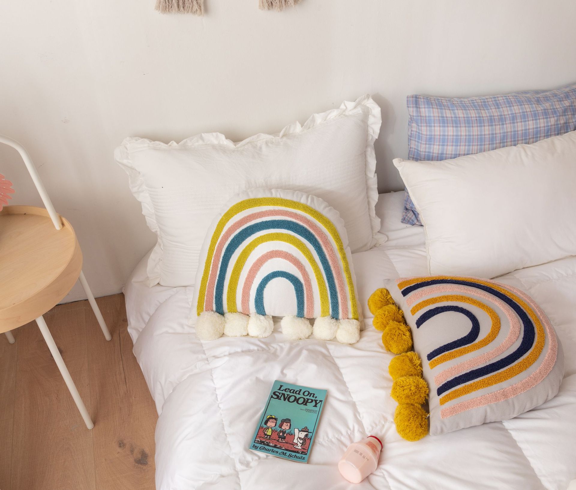 Towel Embroidered Rainbow Cute Bedside Pillow Children's Room Cushion