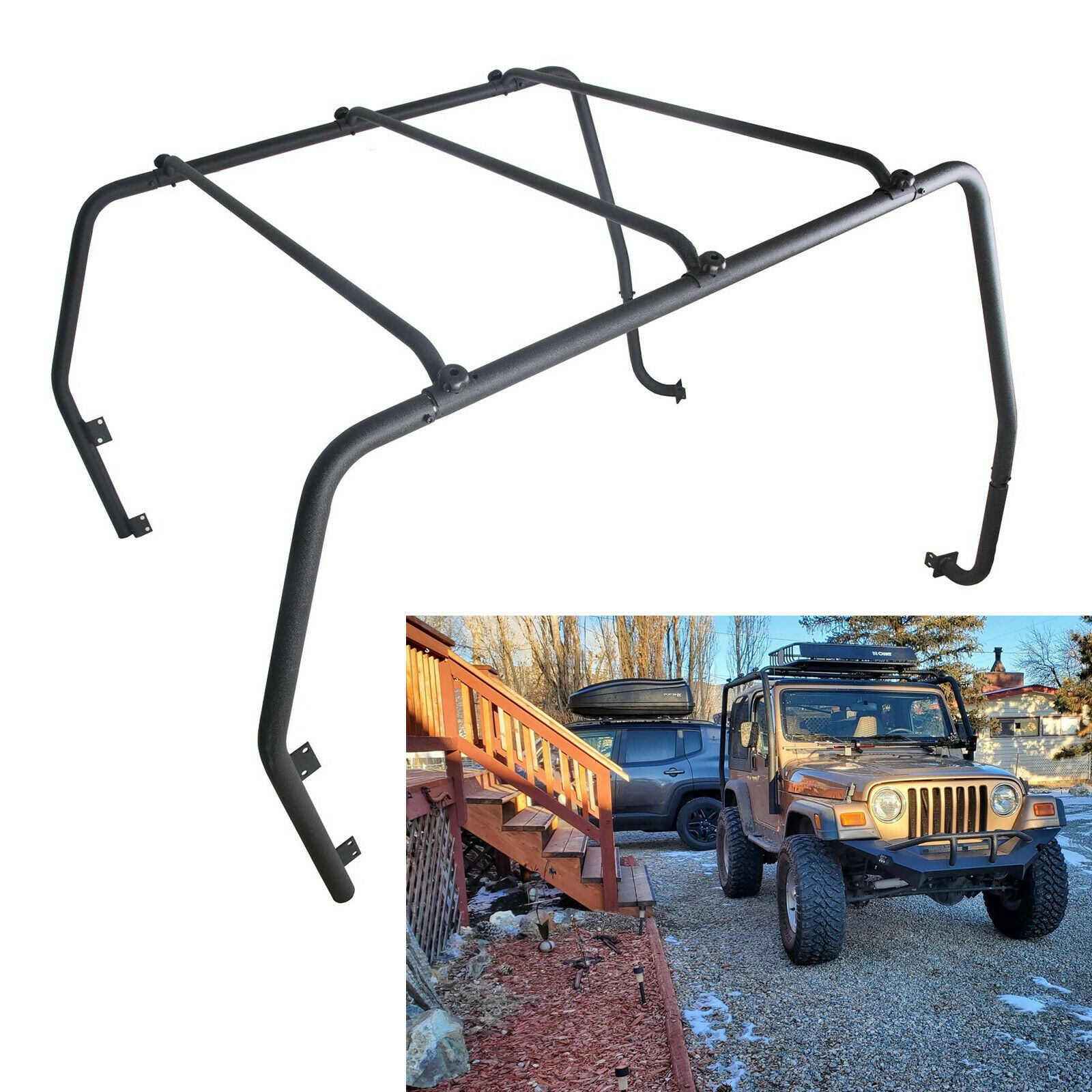Powder Coated Roof Rack For 97-06 TJ 97-06 Wrangler Rubicon Textured Black 76713