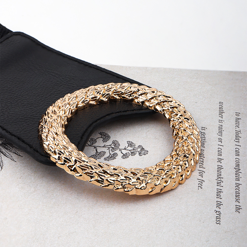 Title 11, New Black Double Ring Fashion Elastic Belt Gold...