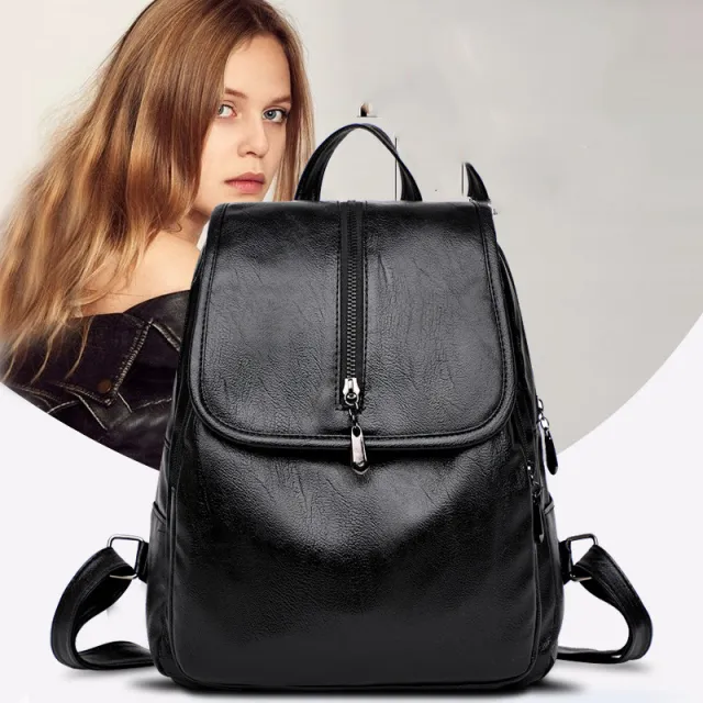 Soft Surface Casual Backpack Travel Bag Single Shoulder Dual use Female Bag Black - Shop at LoveMi