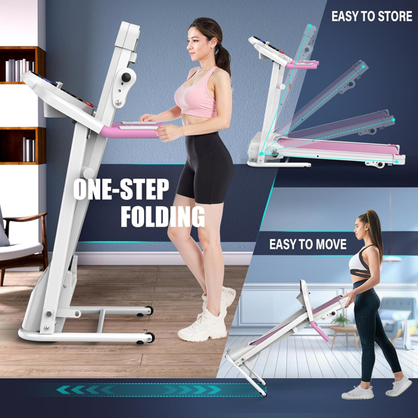 Compact Folding Treadmill for Home - 2.5HP Quiet Brushless Motor, 3-Level Incline, 7.5 MPH, Shock Absorption, Space-Saving Design for Running, Walking - Treadmill for Small Spaces & Home Use-13
