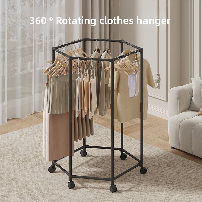 360 Degrees Rotating Rolling Garment Rack With Wheel Clothes Rail Stand Space — image 10