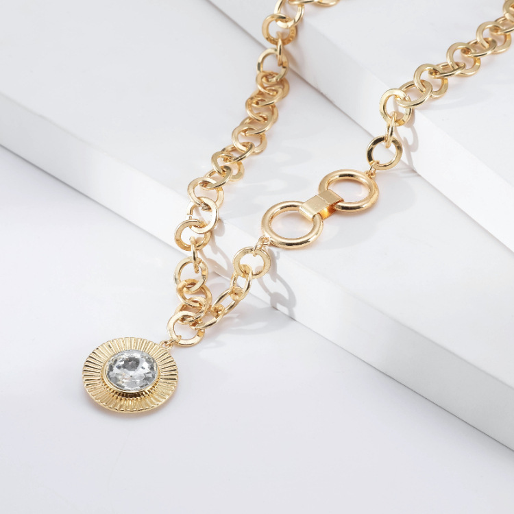 Personalized Hip-Hop Short 8 Word Chain Clauses Glass Diamond Alloy Ladies Necklace