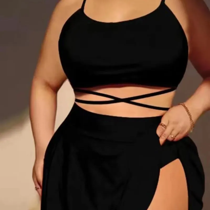 High Waist Bikini Swimsuit Female - Black
