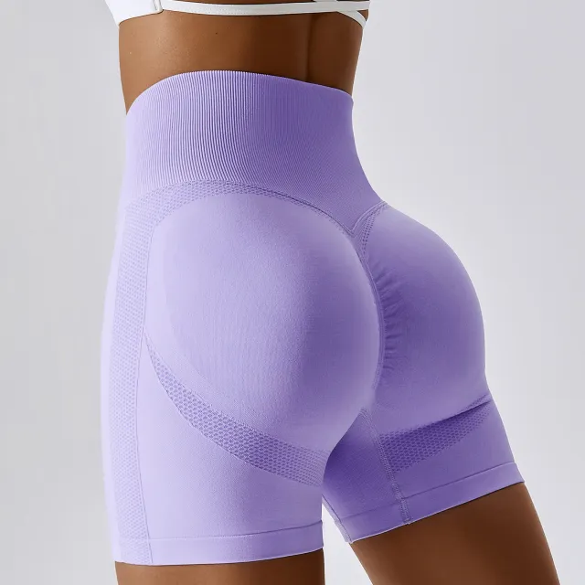 Women's Seamless Yoga Shorts In Europe And America Lilac Colour - Shop at LoveMi