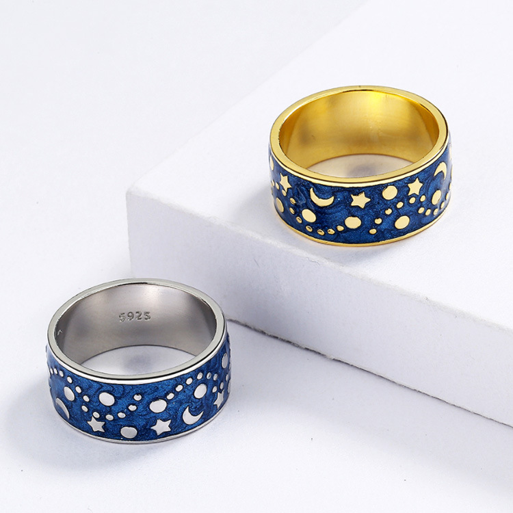 Starry Moon Design Cross-border Jewelry Couple Ring
