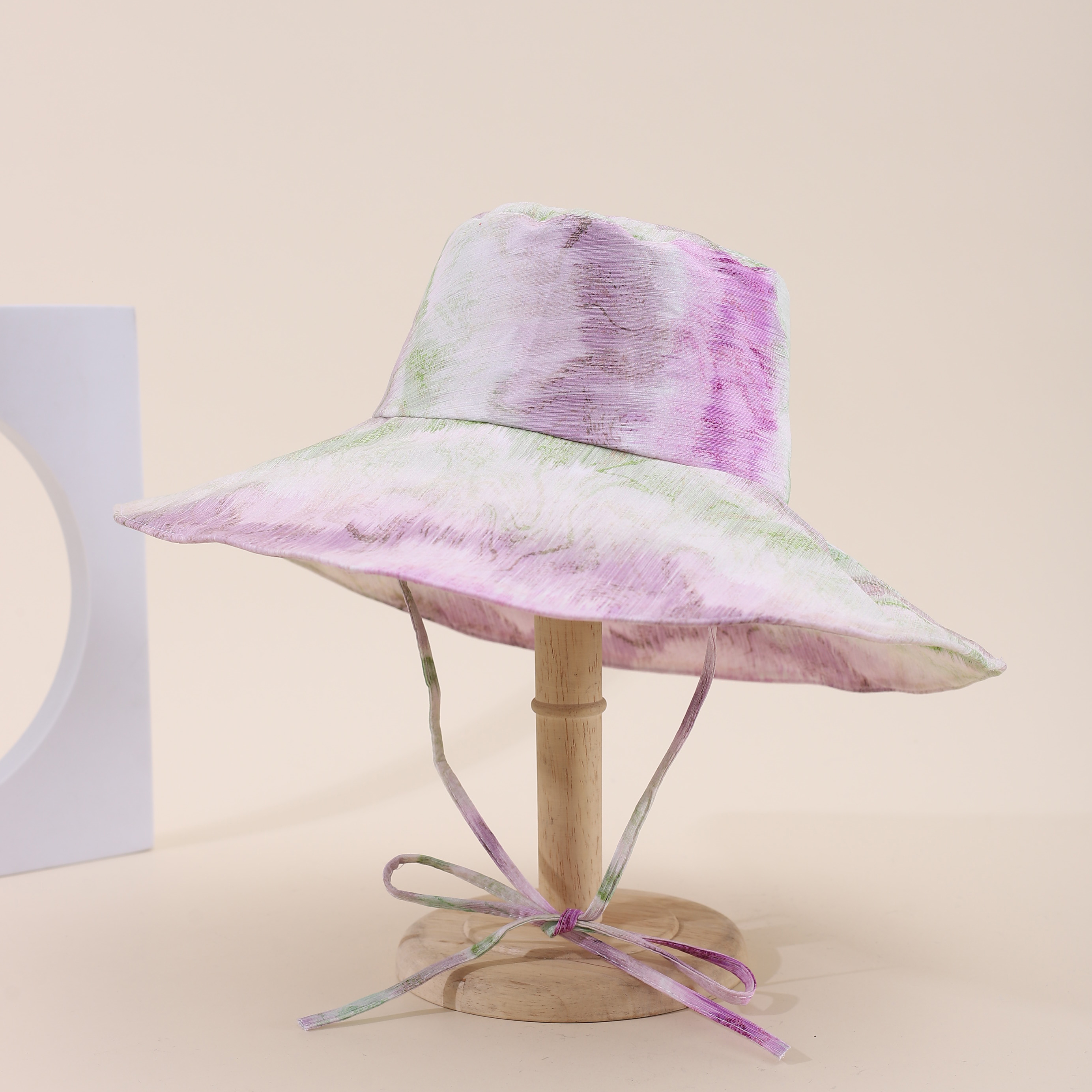 Gradually Changing Color Wide-brimmed Tie-dye Hat With Adjustable Rope Strap, Trendy And Fashionable Boater Hat Suitable For Travel, Holidays And Vacations.