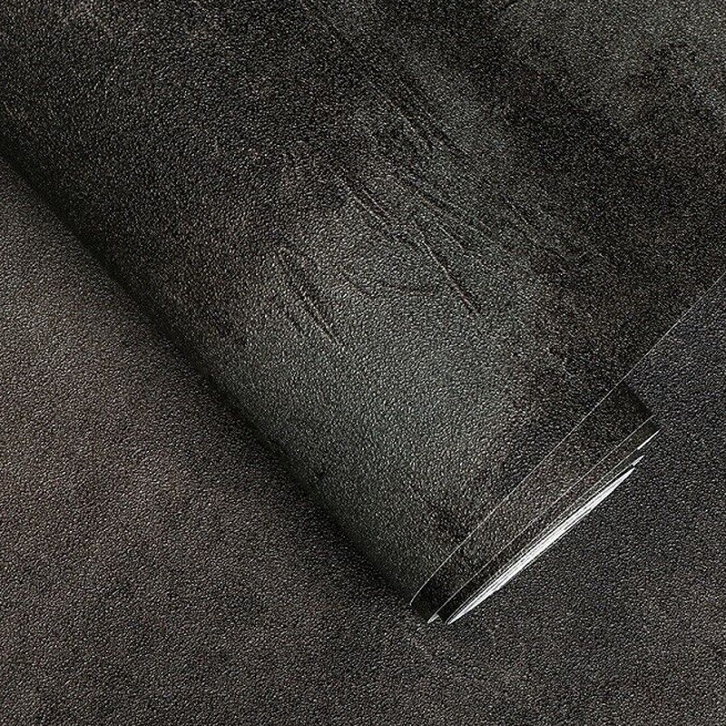 Concrete Effect Plain Dark Grey Wallpaper For Living Room Industrial Style