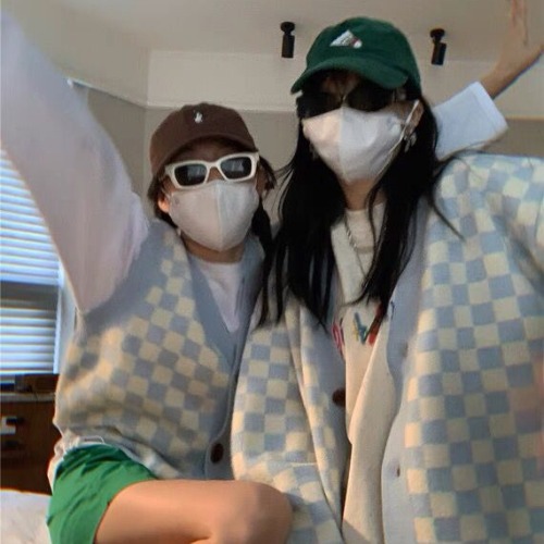 Модный женский простой клетчатый свитер-жилет